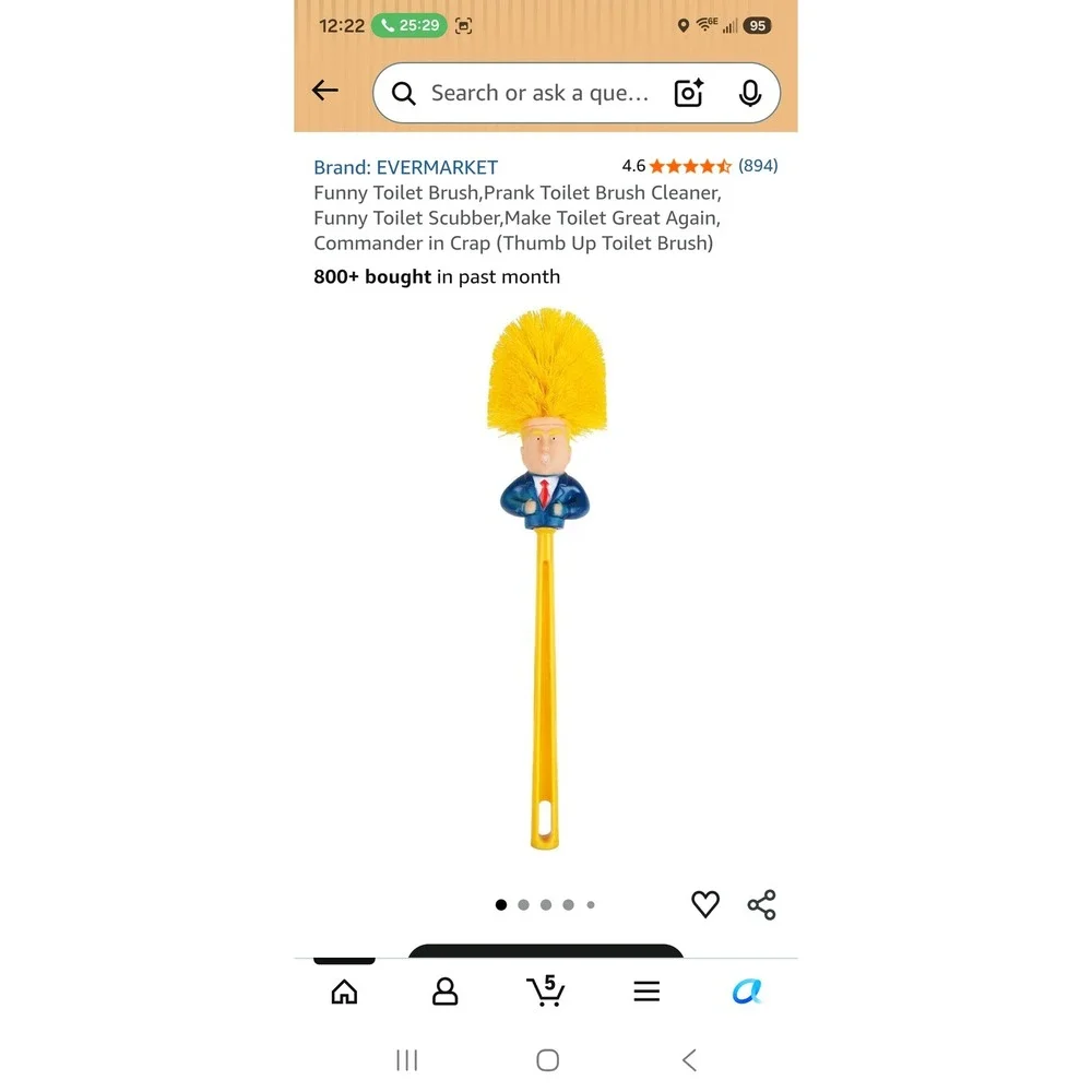 EVERMARKET Funny Donald Trump Toilet Brush Novelty Gag Gift‎ Prank 14in Yellow